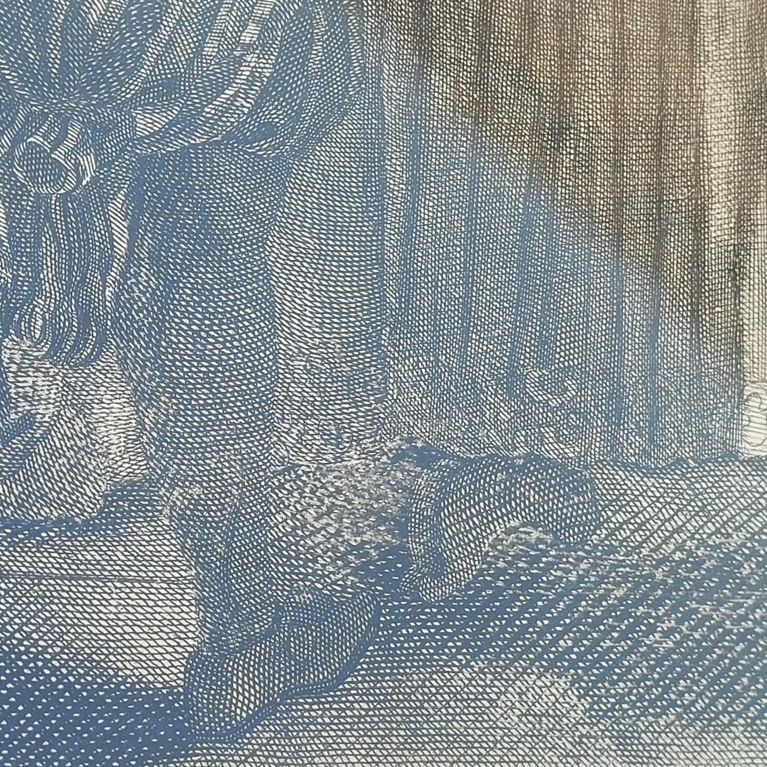 Innenraumszene, gerahmter Kupferstich, 19. Jahrhundert im Angebot 7