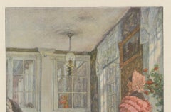 Interior Scene with Woman in Pink Shawl – “Vor dem Ausgange” by C. Kuehl, 1890