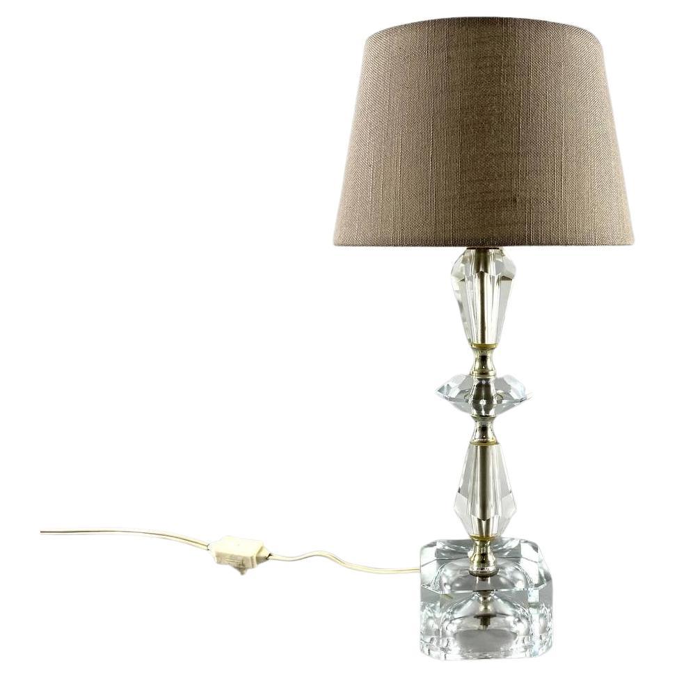 Interior Vintage Table Lamp With New Shade  Table Lamp In Transparent Glass For Sale
