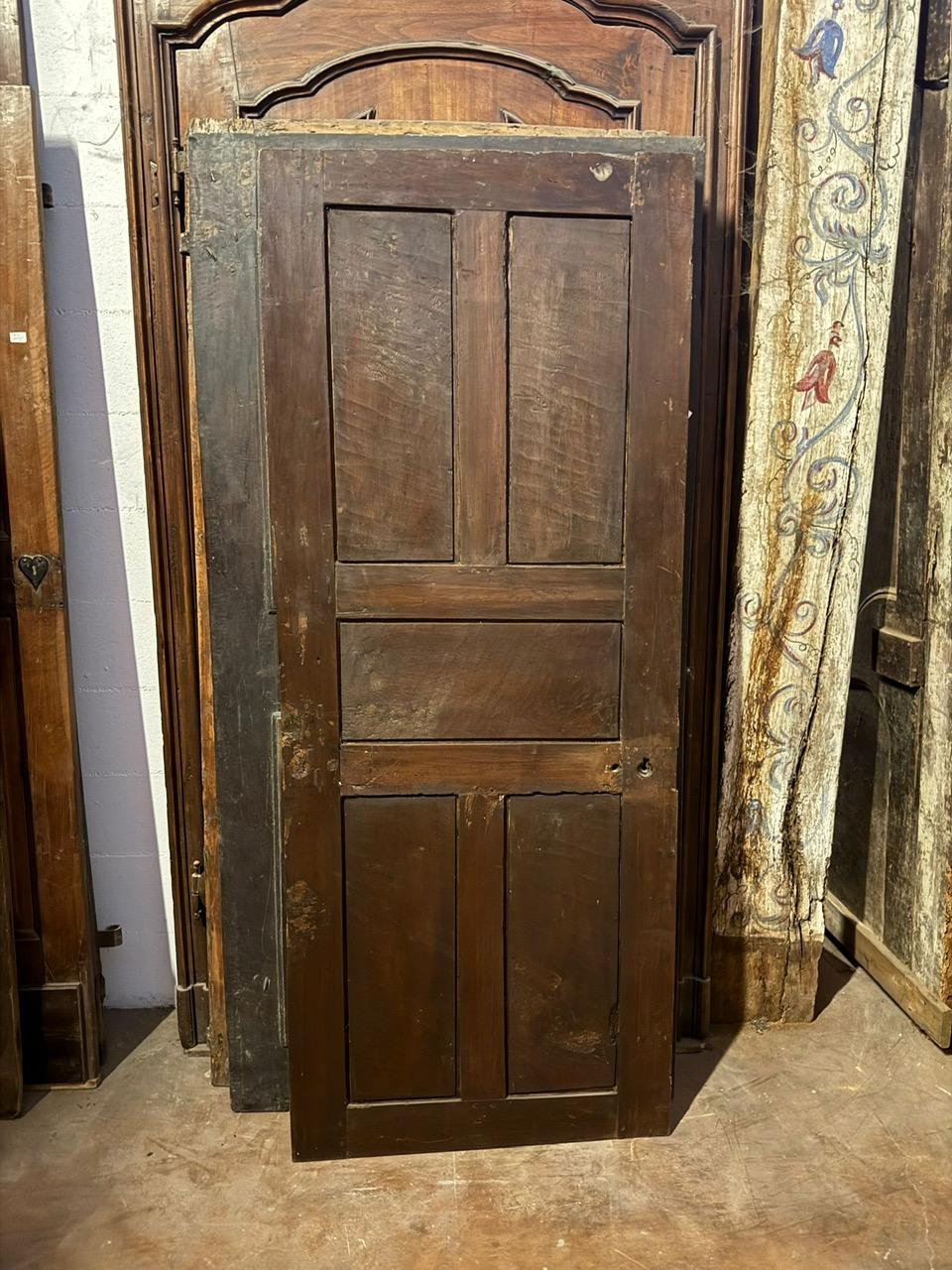 Interior walnut door with carved panels, Italy For Sale 3