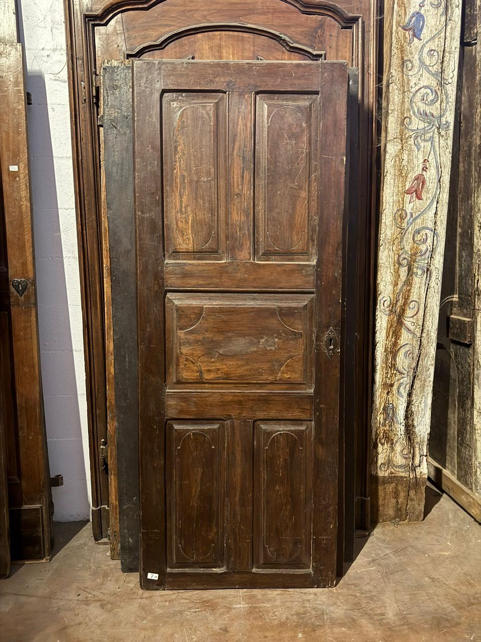 Walnut Interior walnut door with carved panels, Italy For Sale
