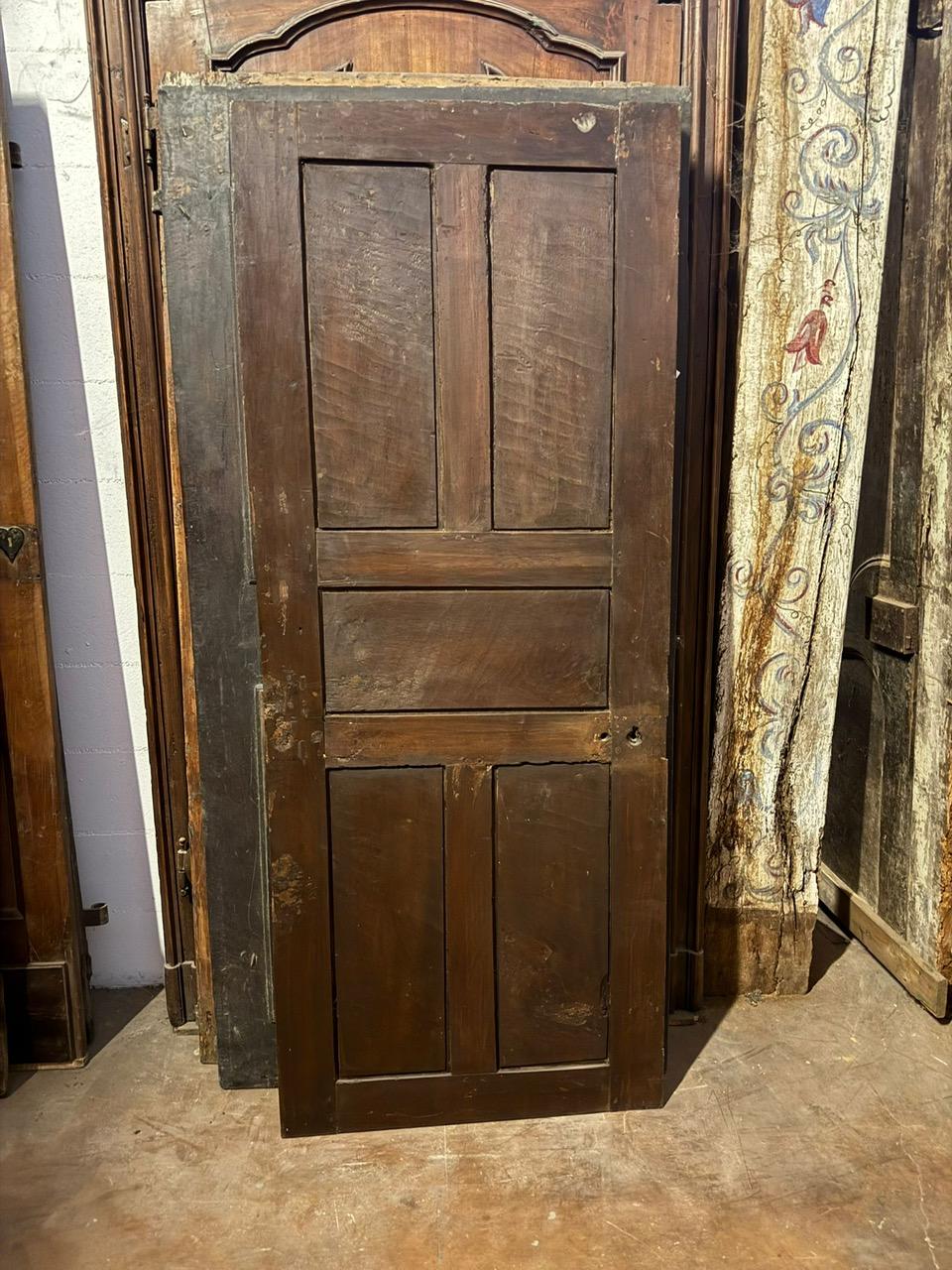 Interior walnut door with carved panels, Italy For Sale 2