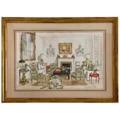 Interior Watercolor by Designer Richard Lowell Neas, 1983