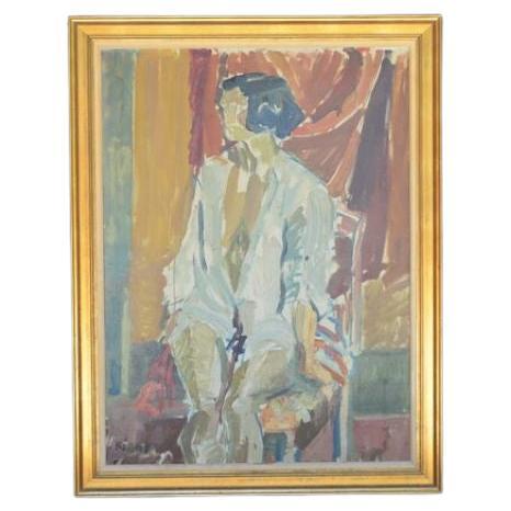 Evgenij Klenø: Interior with woman.

Signed Klenø. Oil on canvas

Frame - Wood w/ gold accent

Size approx 35” W x 47” H.