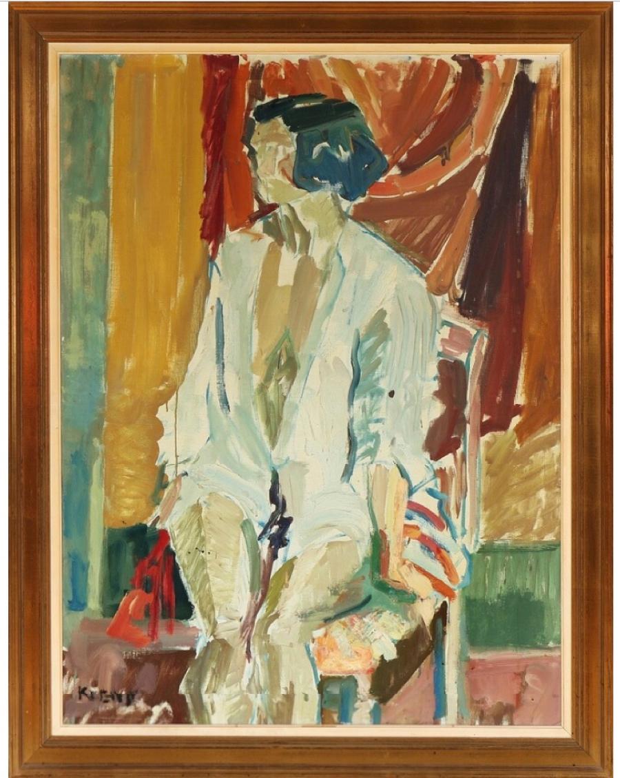 Interior with Woman by Evgenij Klenø For Sale