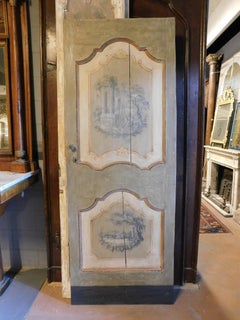 Interior wooden door painted with landscapes, Italy