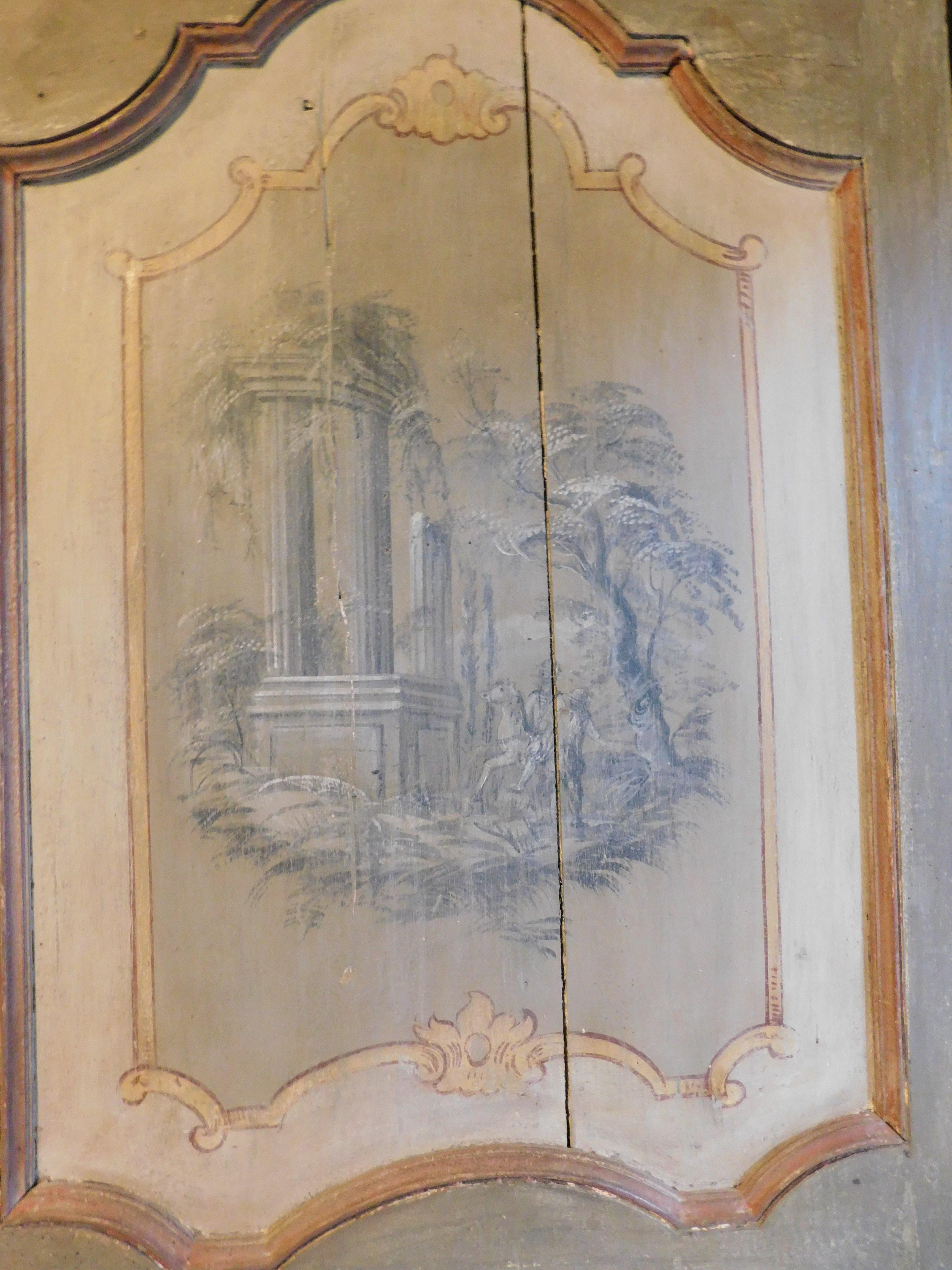 Interieur-Holztür mit Landschaften bemalt, Italien (Handbemalt) im Angebot