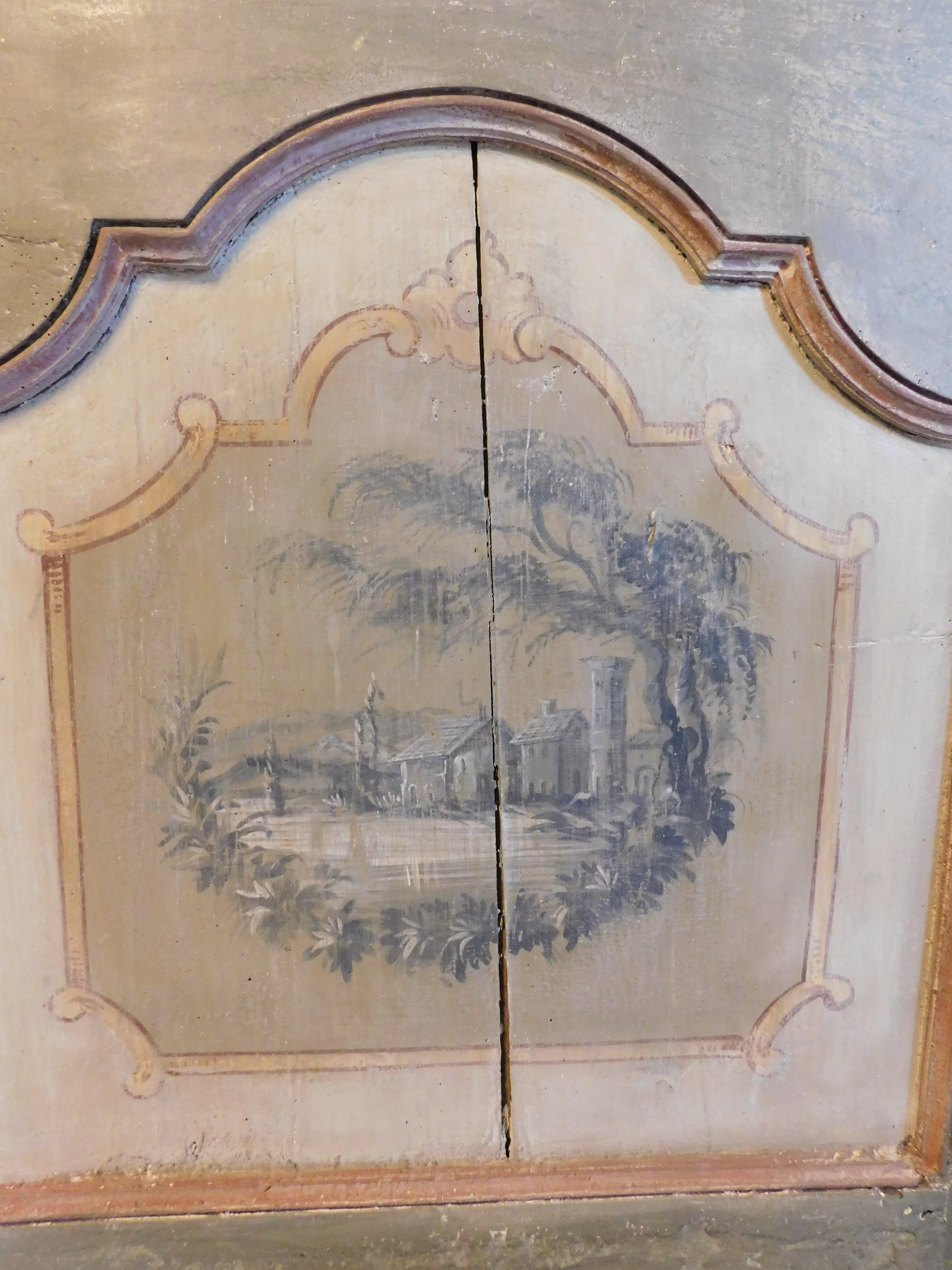 Interieur-Holztür mit Landschaften bemalt, Italien im Zustand „Gut“ im Angebot in Cuneo, Italy (CN)