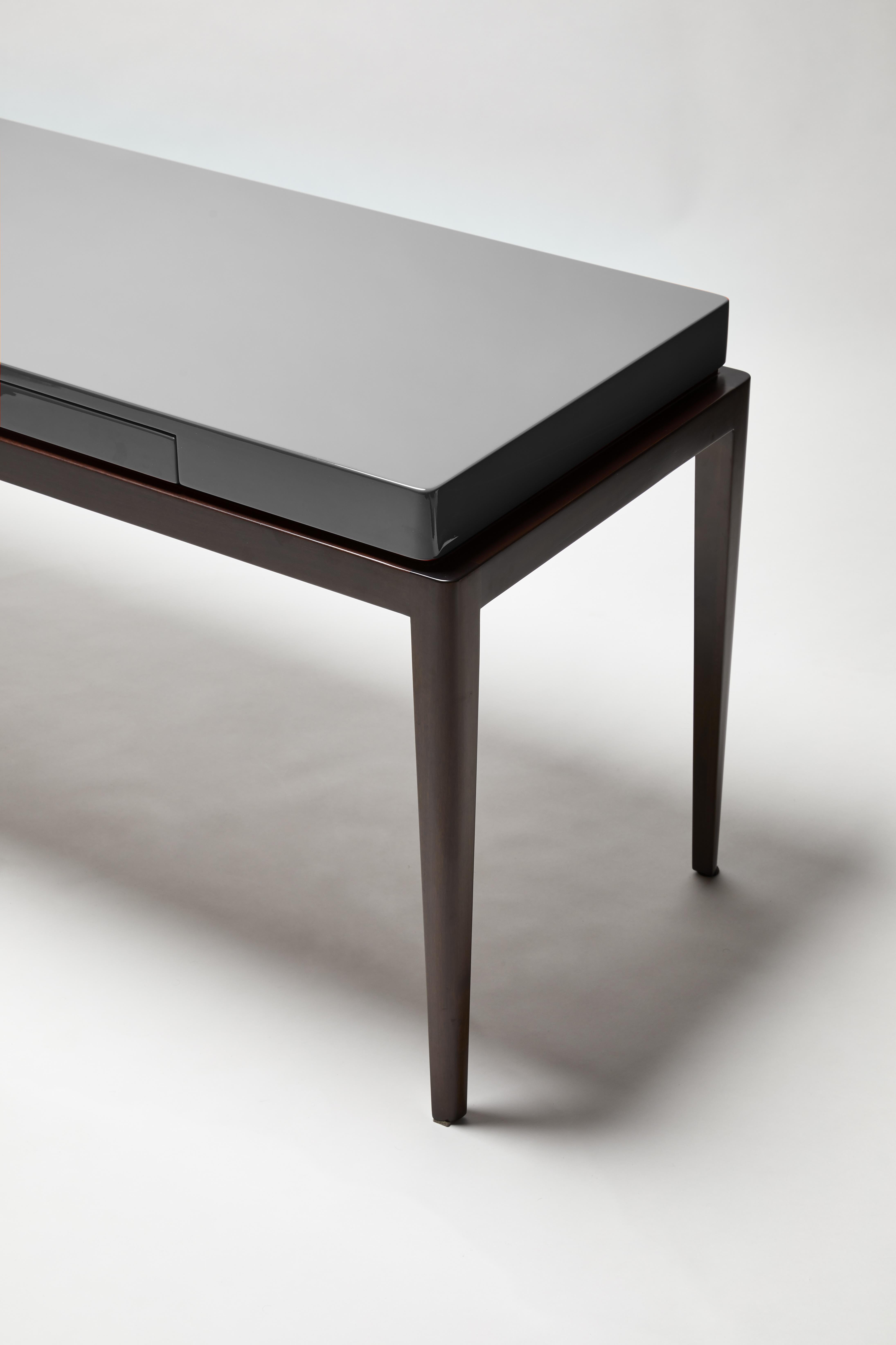 Desk, TARA by Reda Amalou, 2019, Orange Lacquer Top, Walnut, 160cm For Sale 4