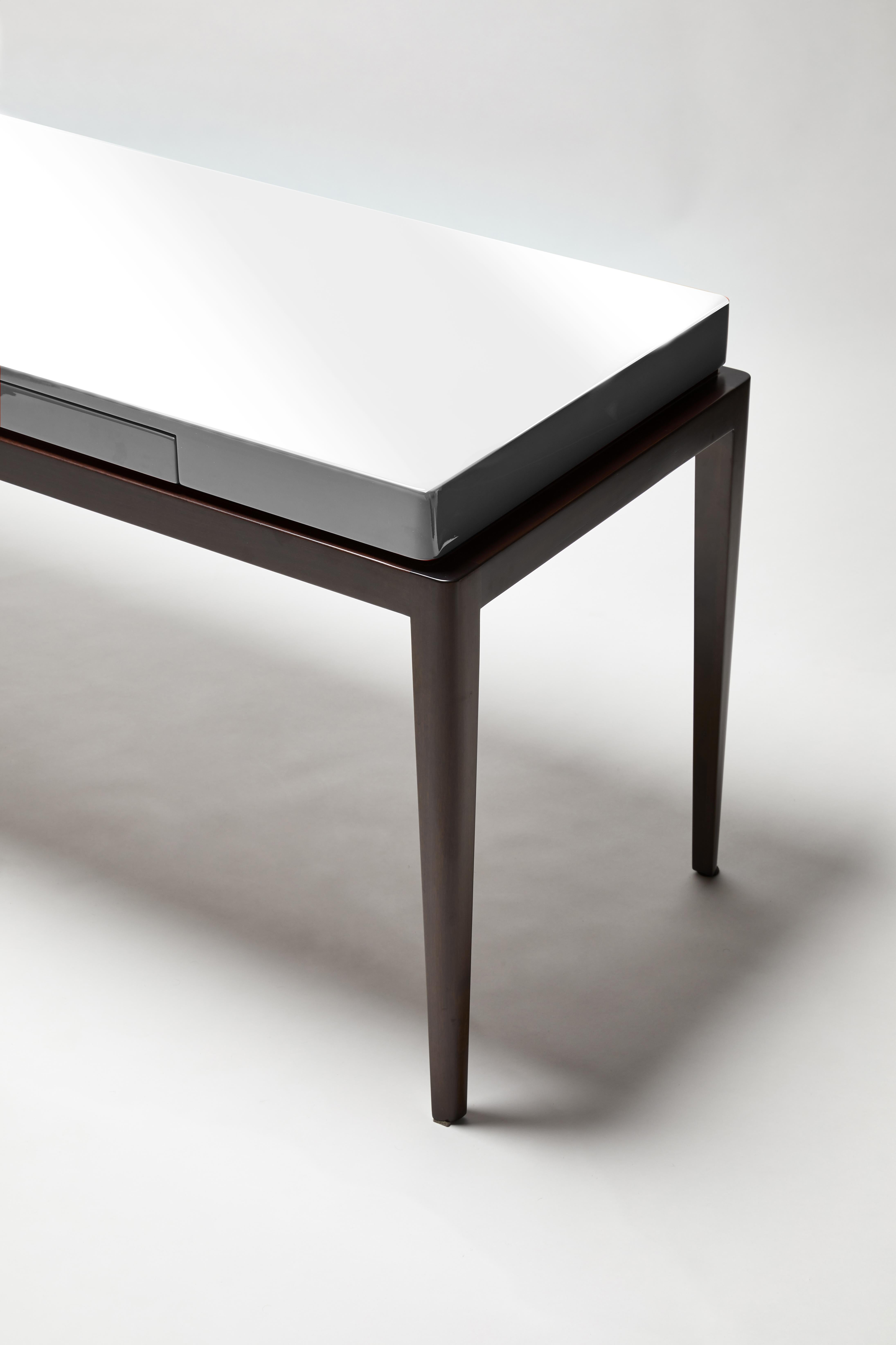 Desk, TARA by Reda Amalou, 2019, Orange Lacquer Top, Walnut, 160cm In New Condition For Sale In Paris, FR