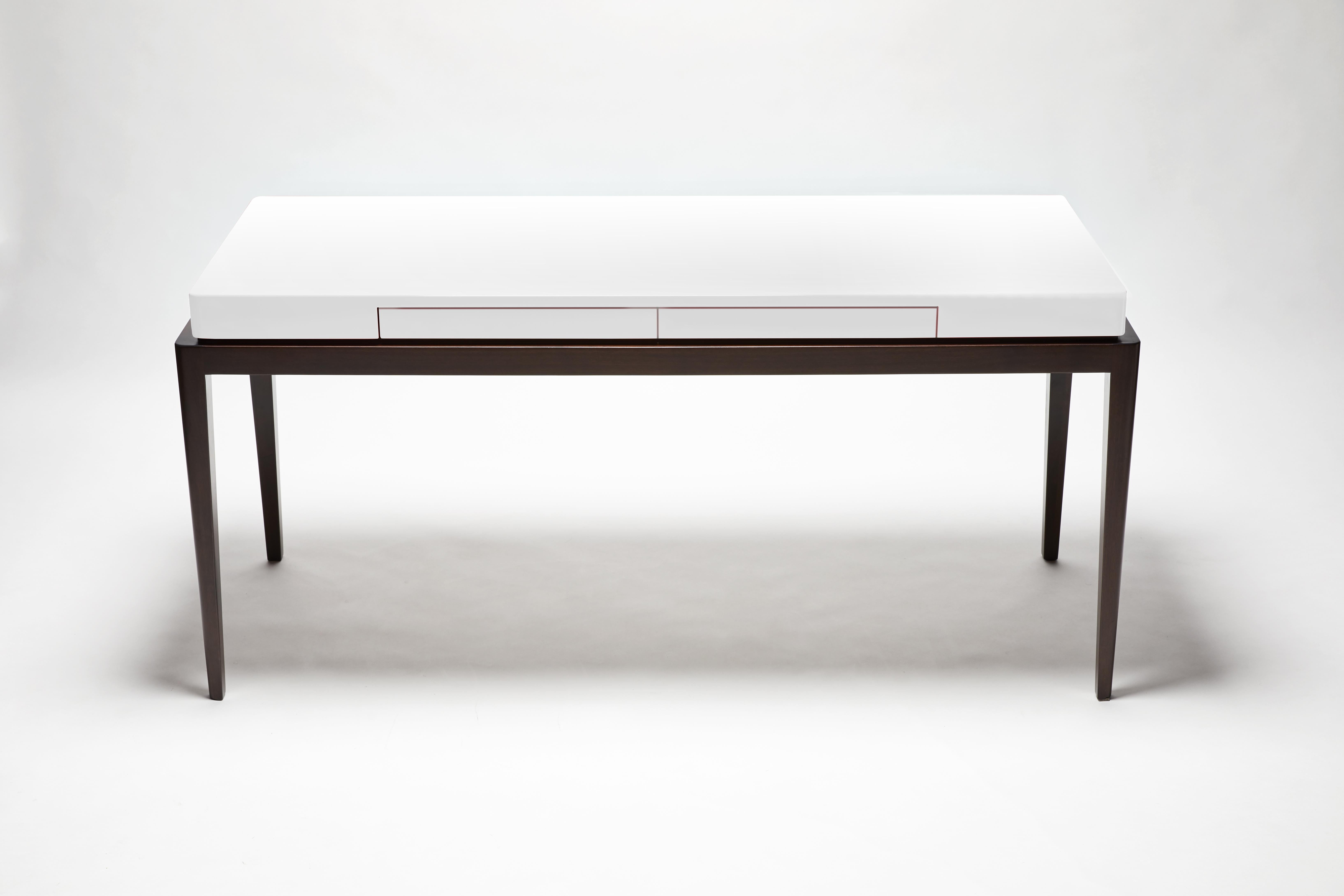 Desk, TARA by Reda Amalou, 2019, Orange Lacquer Top, Walnut, 140cm For Sale 2
