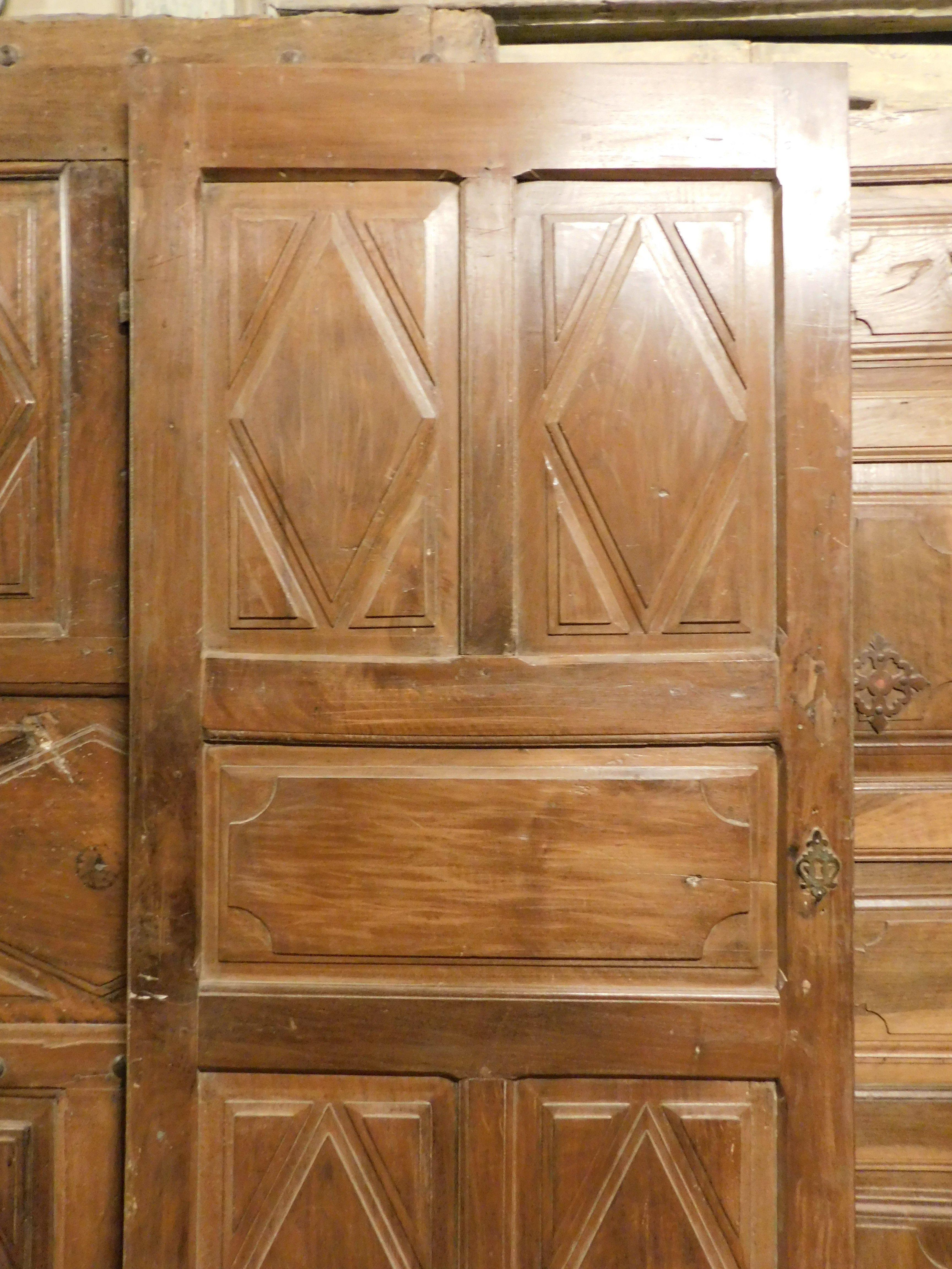 Hand-Carved Interiornal old door, in walnut, richly carved on both sides, Milan (Italy) For Sale