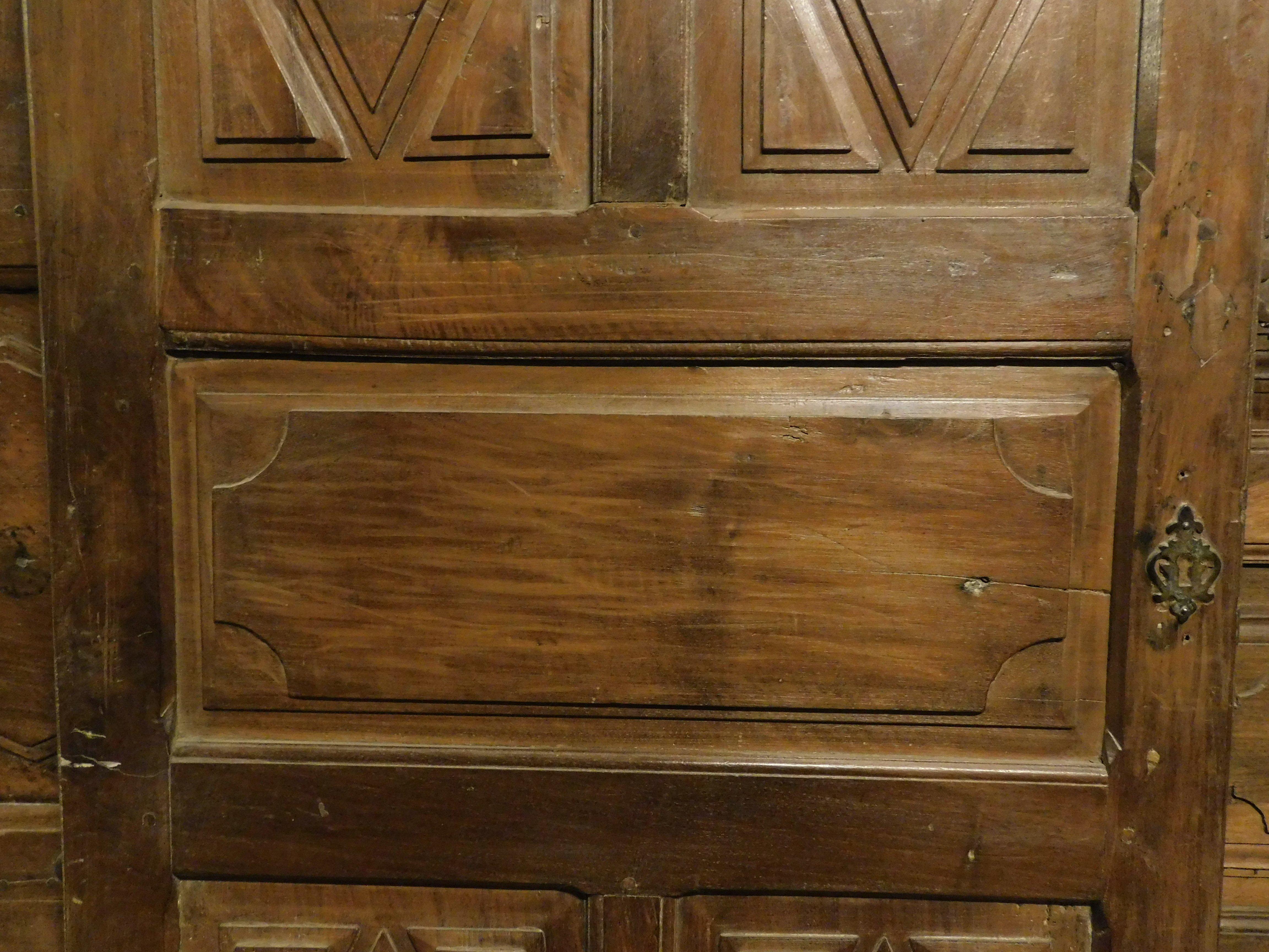 18th Century and Earlier Interiornal old door, in walnut, richly carved on both sides, Milan (Italy) For Sale