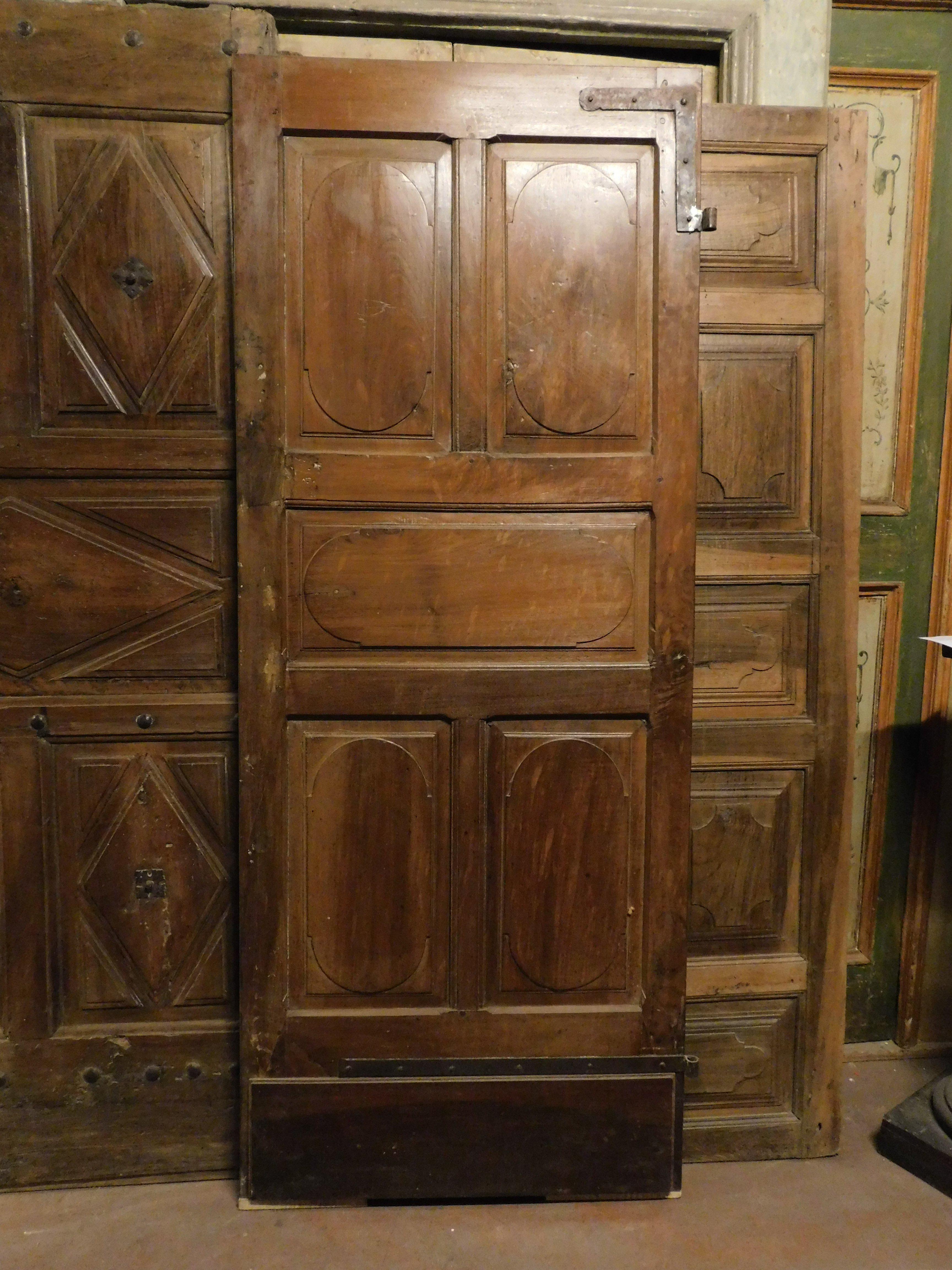 Walnut Interiornal old door, in walnut, richly carved on both sides, Milan (Italy) For Sale