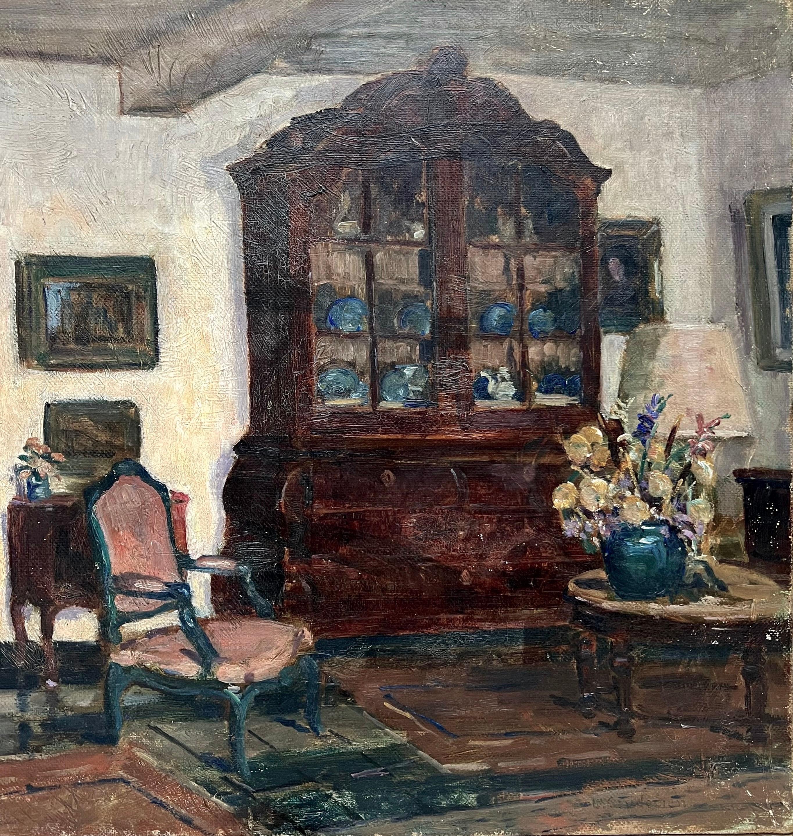 Early 20th Century Interiors of a Living Room circa Late 19th Century France