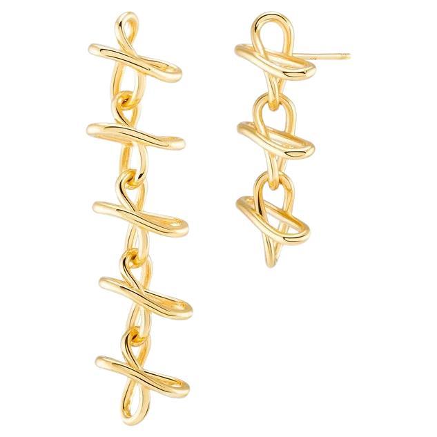 Interlinked Earrings 18k Solid Gold For Sale