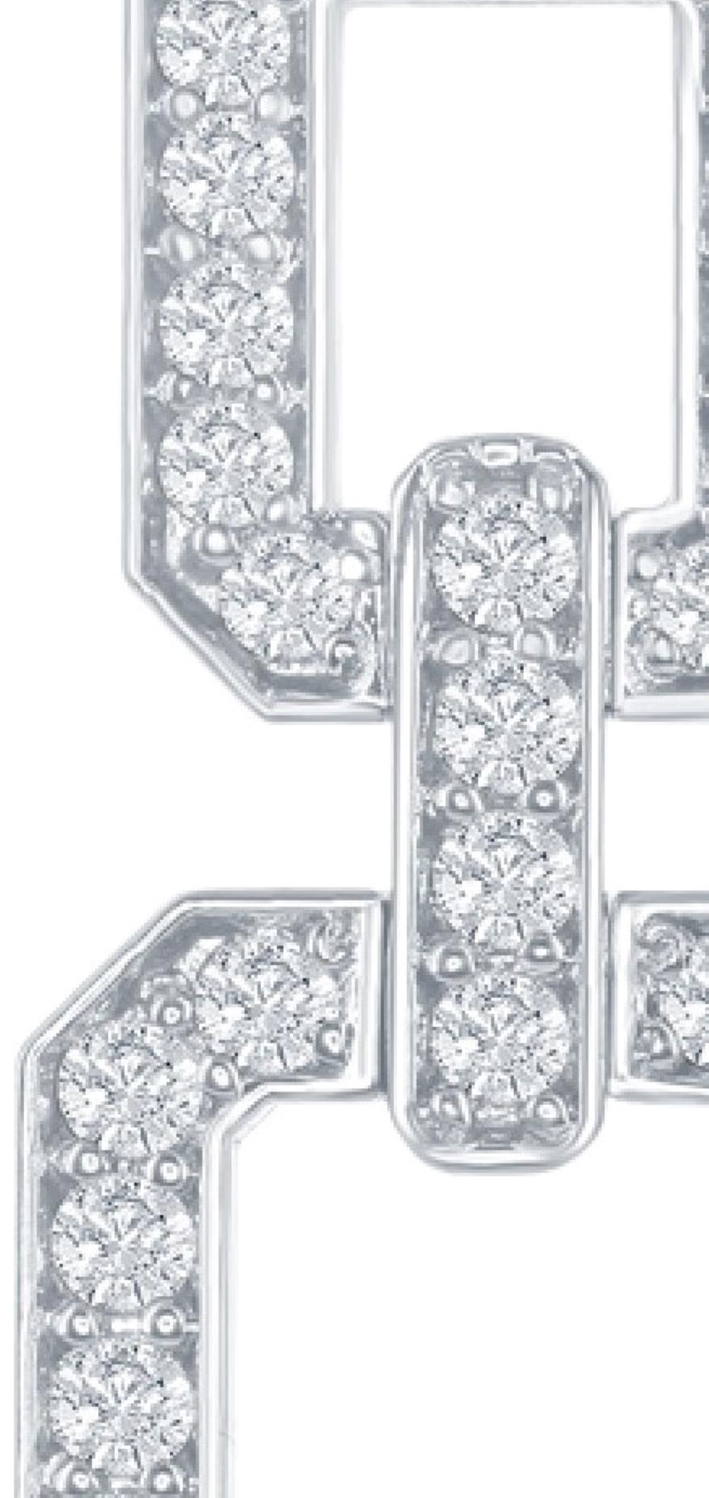 Round Cut Interlocked Diamond Drop Earrings Totaling 3.35 Carat and Set in 18 Karat Gold For Sale