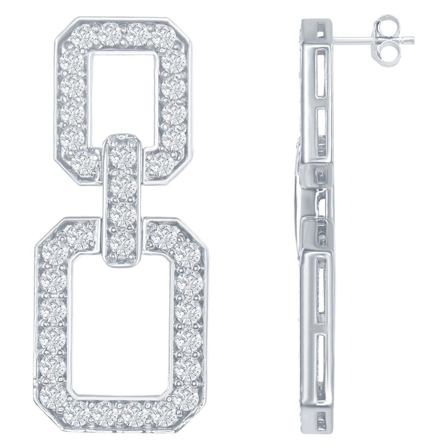 Interlocked Diamond Drop Earrings Totaling 3.35 Carat and Set in 18 Karat Gold For Sale