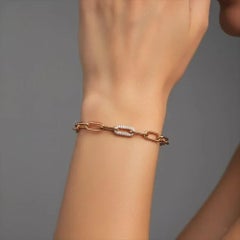 Interlocking 14K (oder 18k auf Anfrage) Gold Diamond Set Paperclip Armband