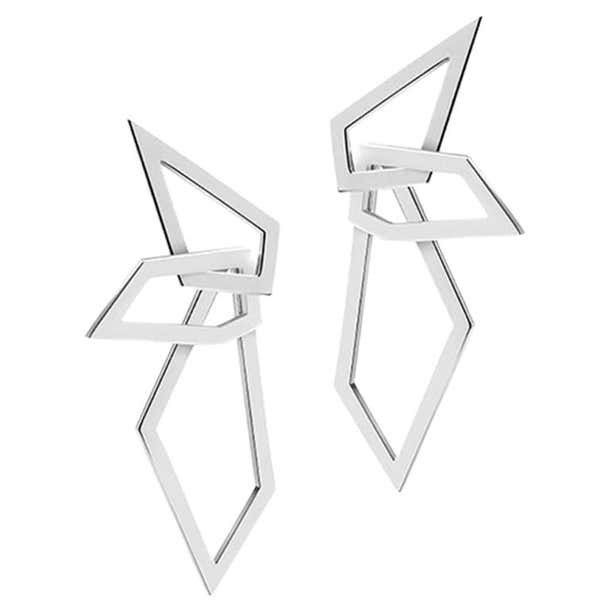 Interlocking Angle Earrings, Sterling Silver For Sale at 1stDibs