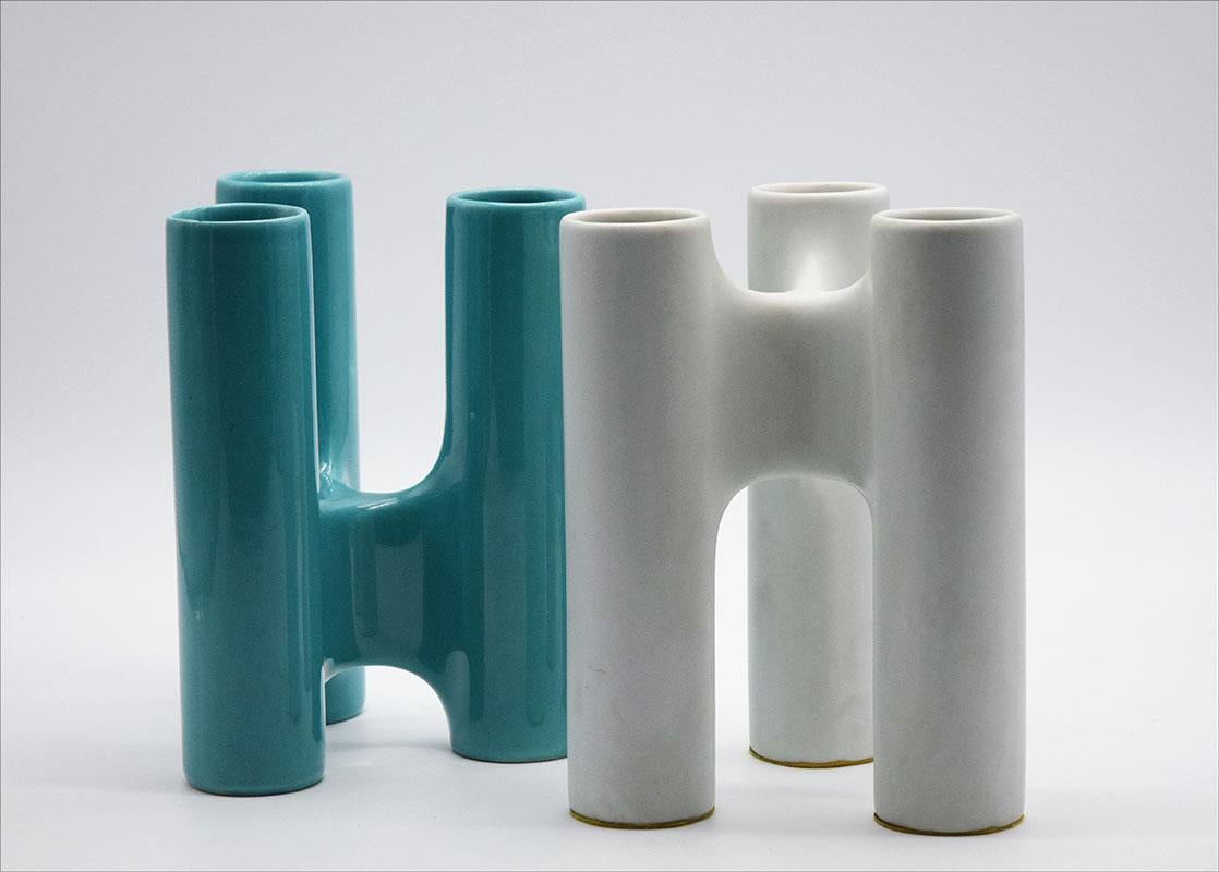 Late 20th Century Interlocking Ceramic Vases by Enzo Bioli for Il Picchio, 1970s For Sale