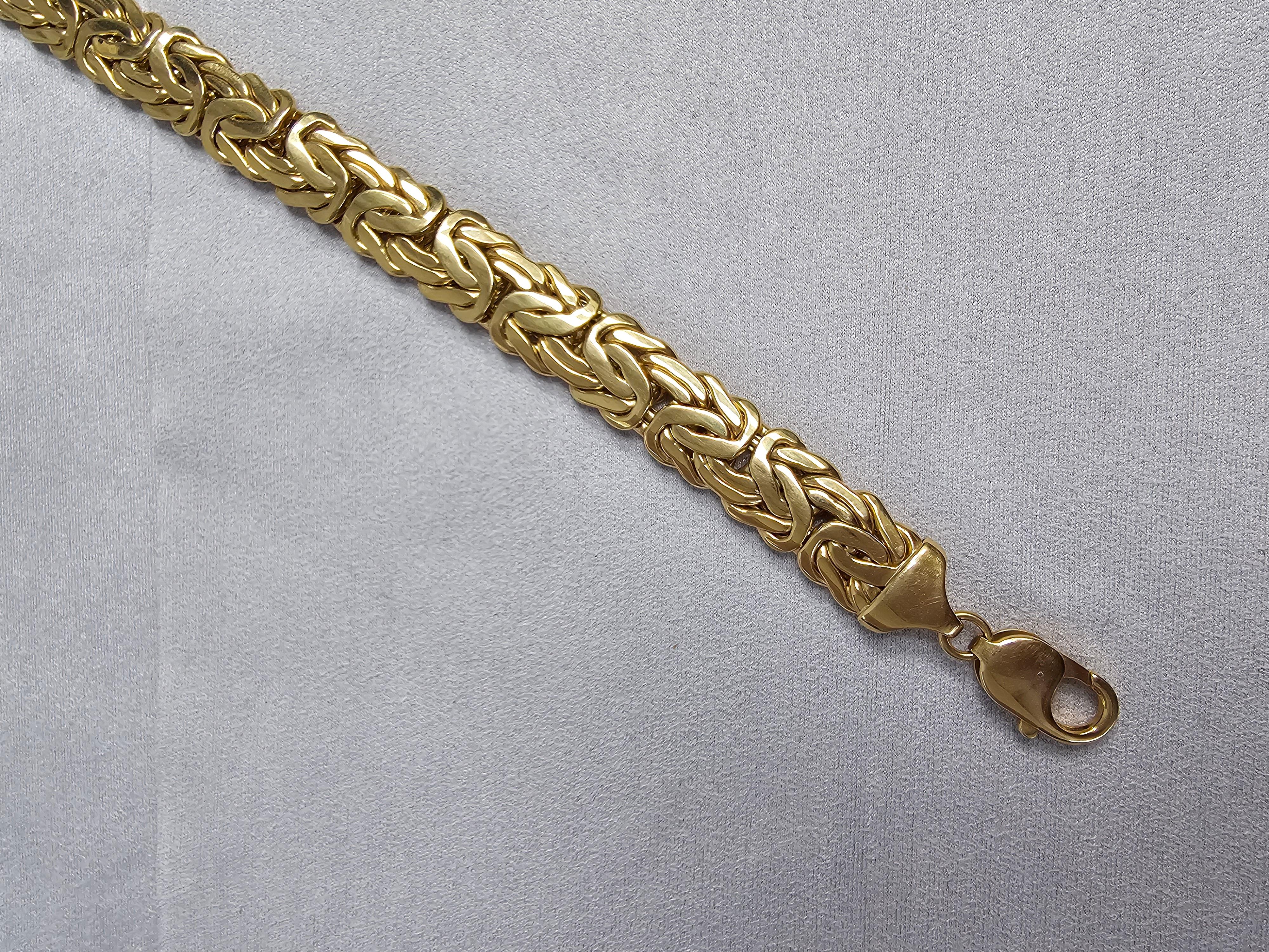 da uomo o donna Catena ad incastro lucidata 11MM A Link bizantino in oro giallo 14k in vendita