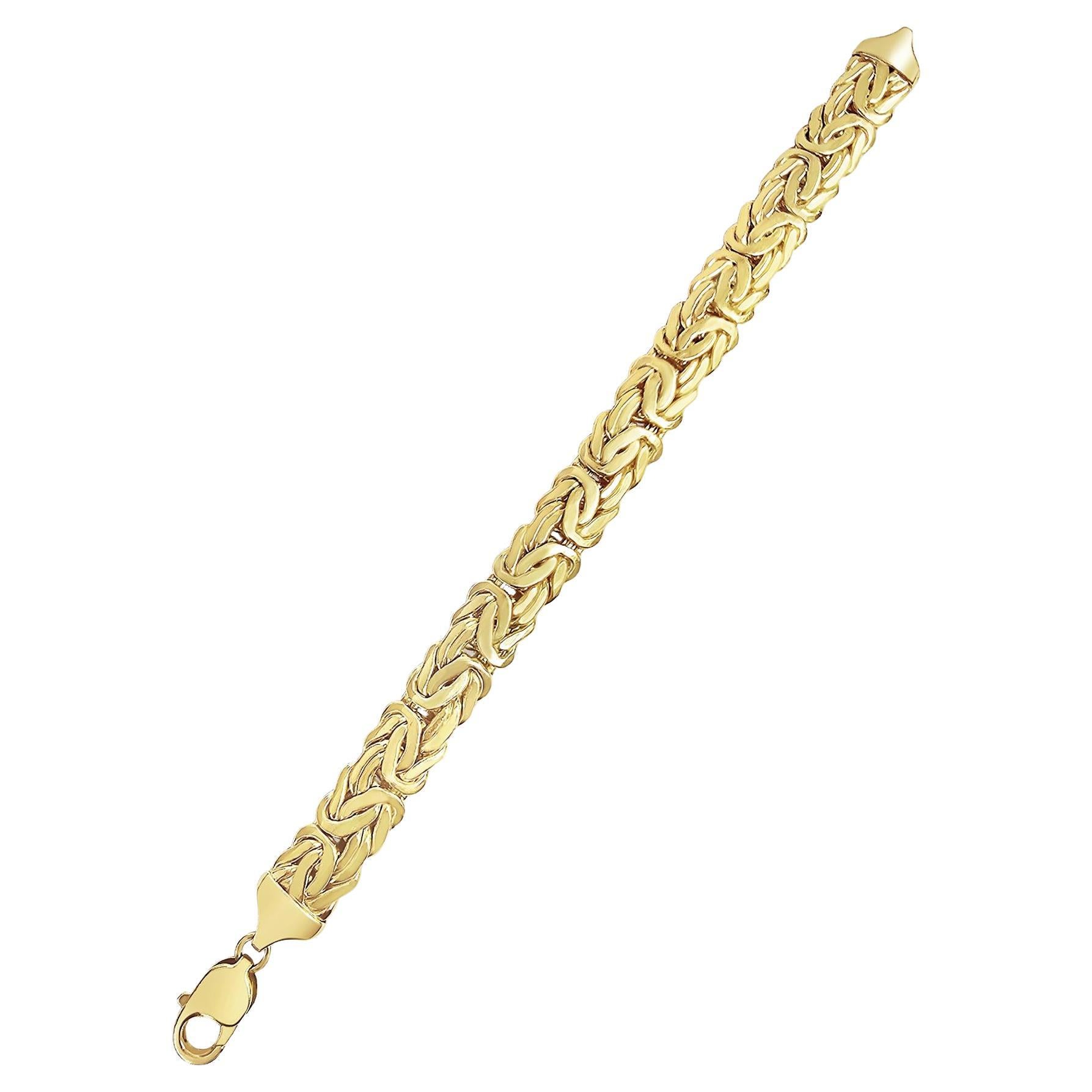 Catena ad incastro lucidata 11MM A Link bizantino in oro giallo 14k in vendita