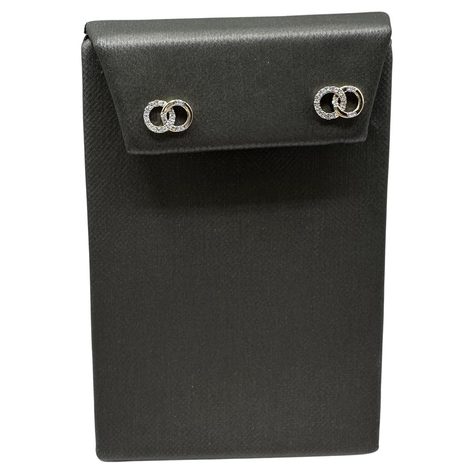 Orecchini con diamanti a cerchio intrecciato in oro giallo 10kt - 0,10ctw, nuovi