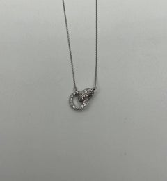 Interlocking Circle Rings Diamonds Halo Motif 18K White Gold Pendant Necklace