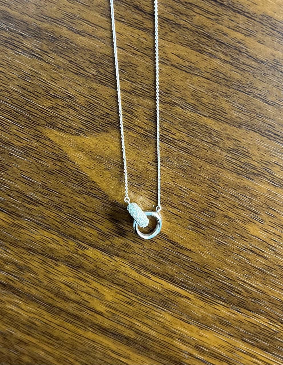 Anelli a cerchio Whiting Motivo aureola con diamanti Collana in oro bianco 18 carati in vendita 2