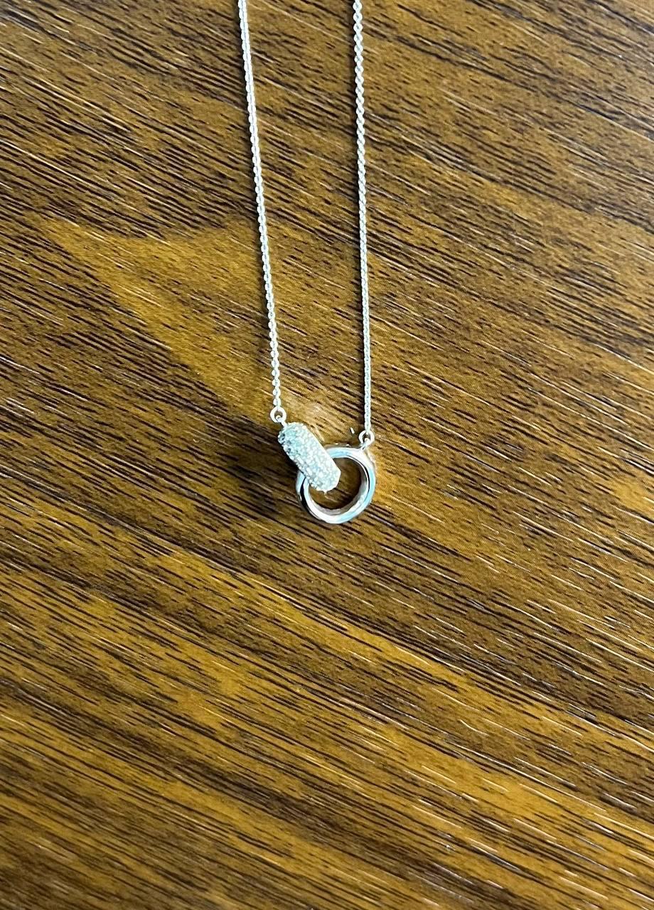 Anelli a cerchio Whiting Motivo aureola con diamanti Collana in oro bianco 18 carati in vendita 3