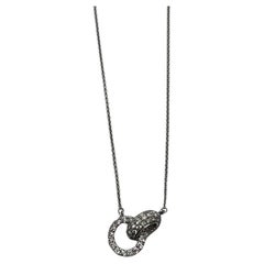 Ineinandergreifende Kreis Ringe Diamanten Halo Motiv 18K Weißgold Anhänger Halskette