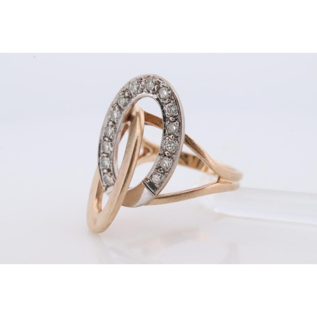 Interlocking Circles Ring. 14k Diamond Encrusted Double Circles of life. Joined For Sale 1