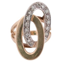 Interlocking Circles Ring. 14k Diamond Encrusted Double Circles of life. Joined