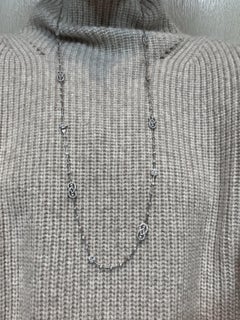 Interlocking Diamond 14K (or 18k upon request) White Gold Link Long Necklace