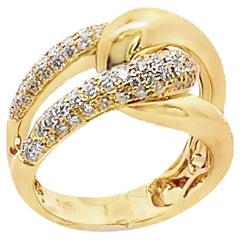 Ineinandergreifender Diamantring 0,97 Karat aus 18K Gelbgold mit Hochglanzpolitur