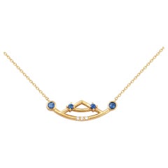 Interlocking Geometry Sapphire and Diamond 18 Karat Gold Necklace