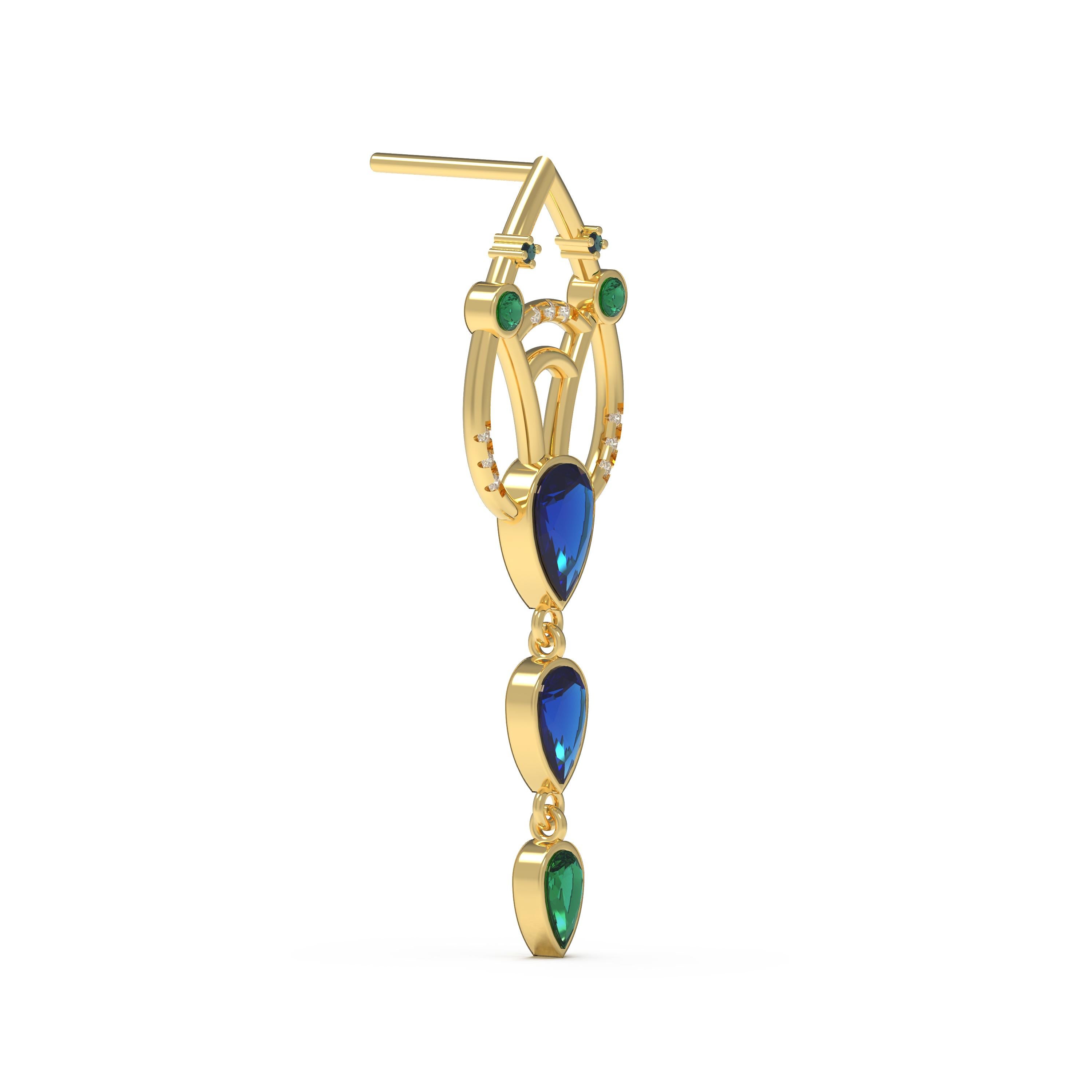 sapphire and emerald earrings