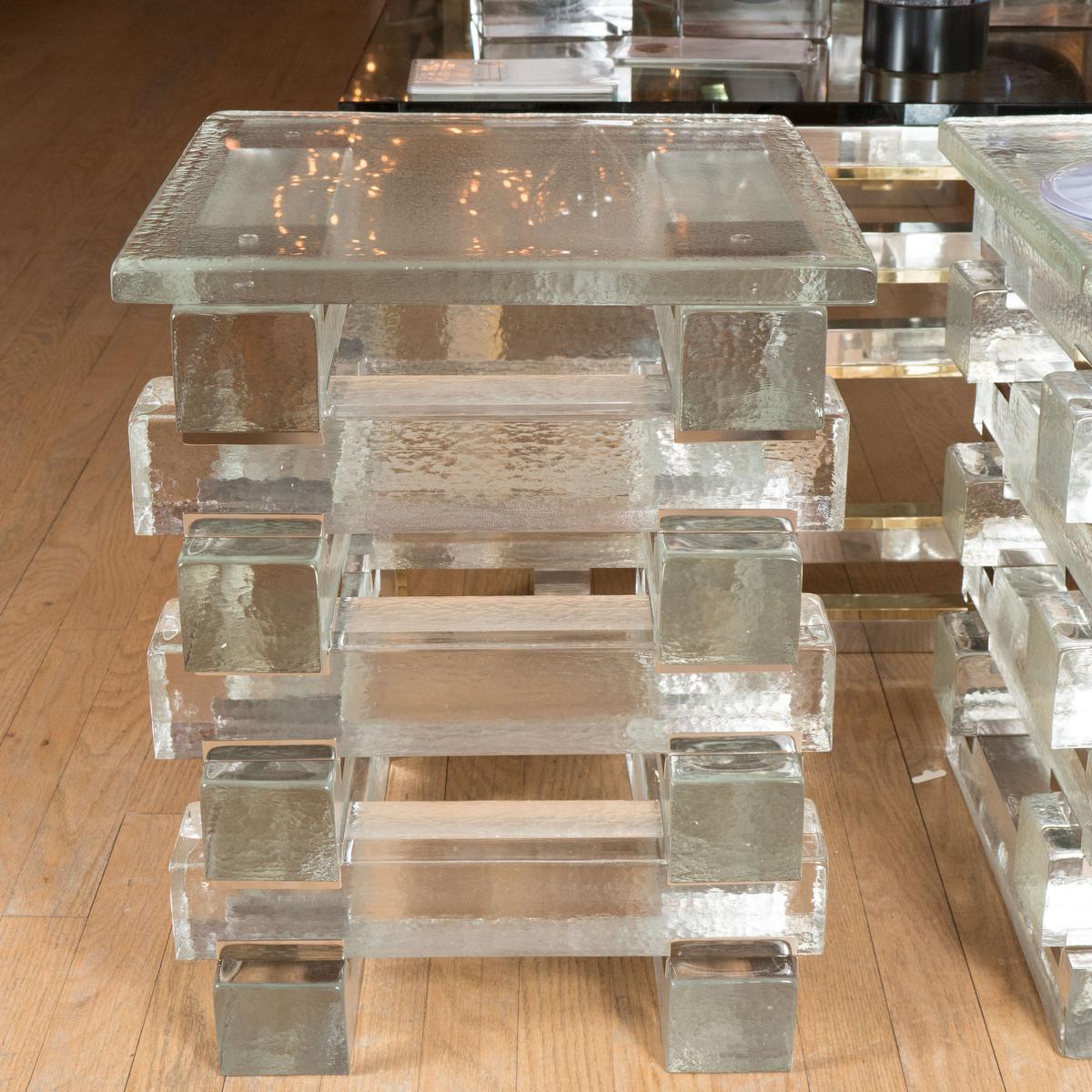 Mid-Century Modern Interlocking glass rod side table