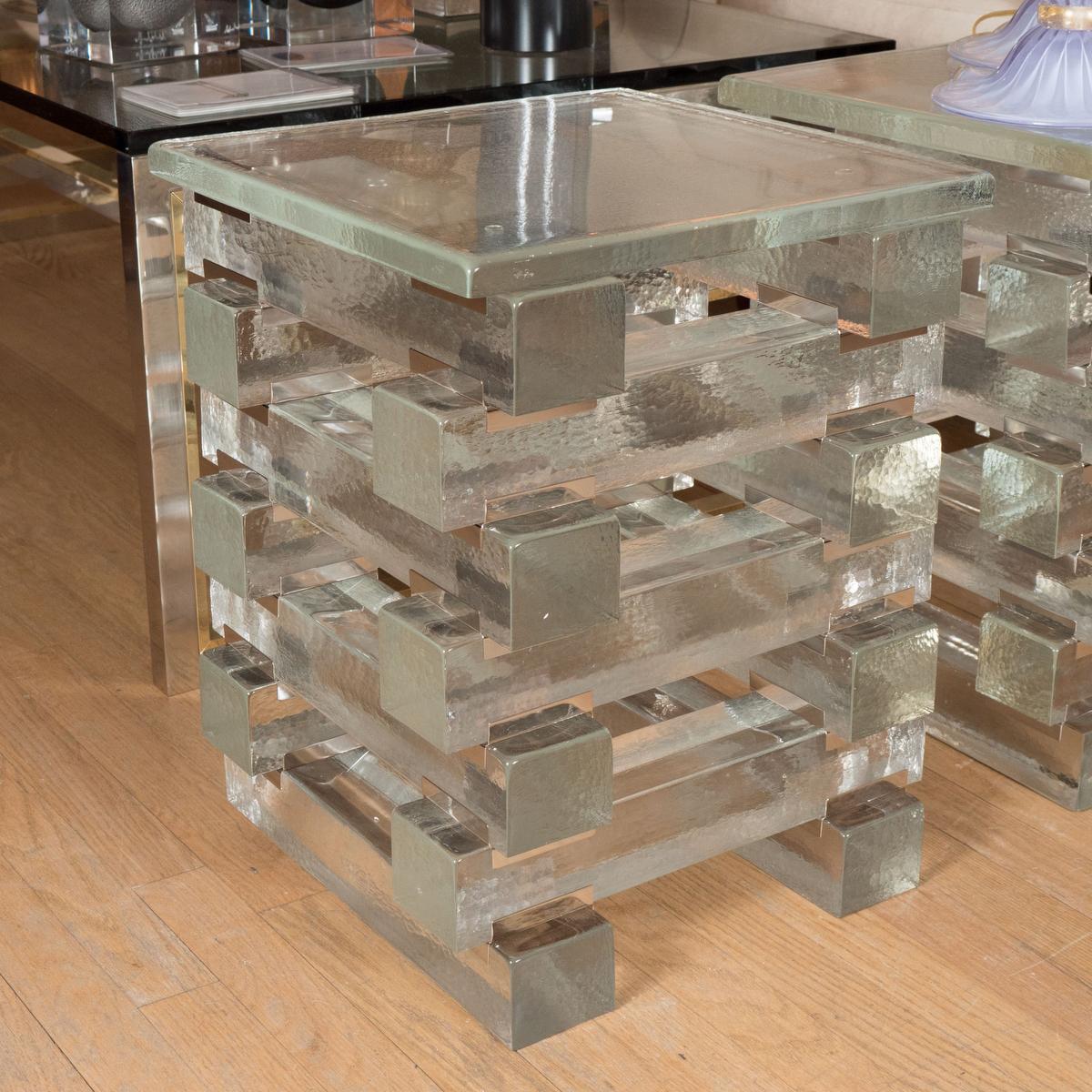 Italian Interlocking glass rod side table