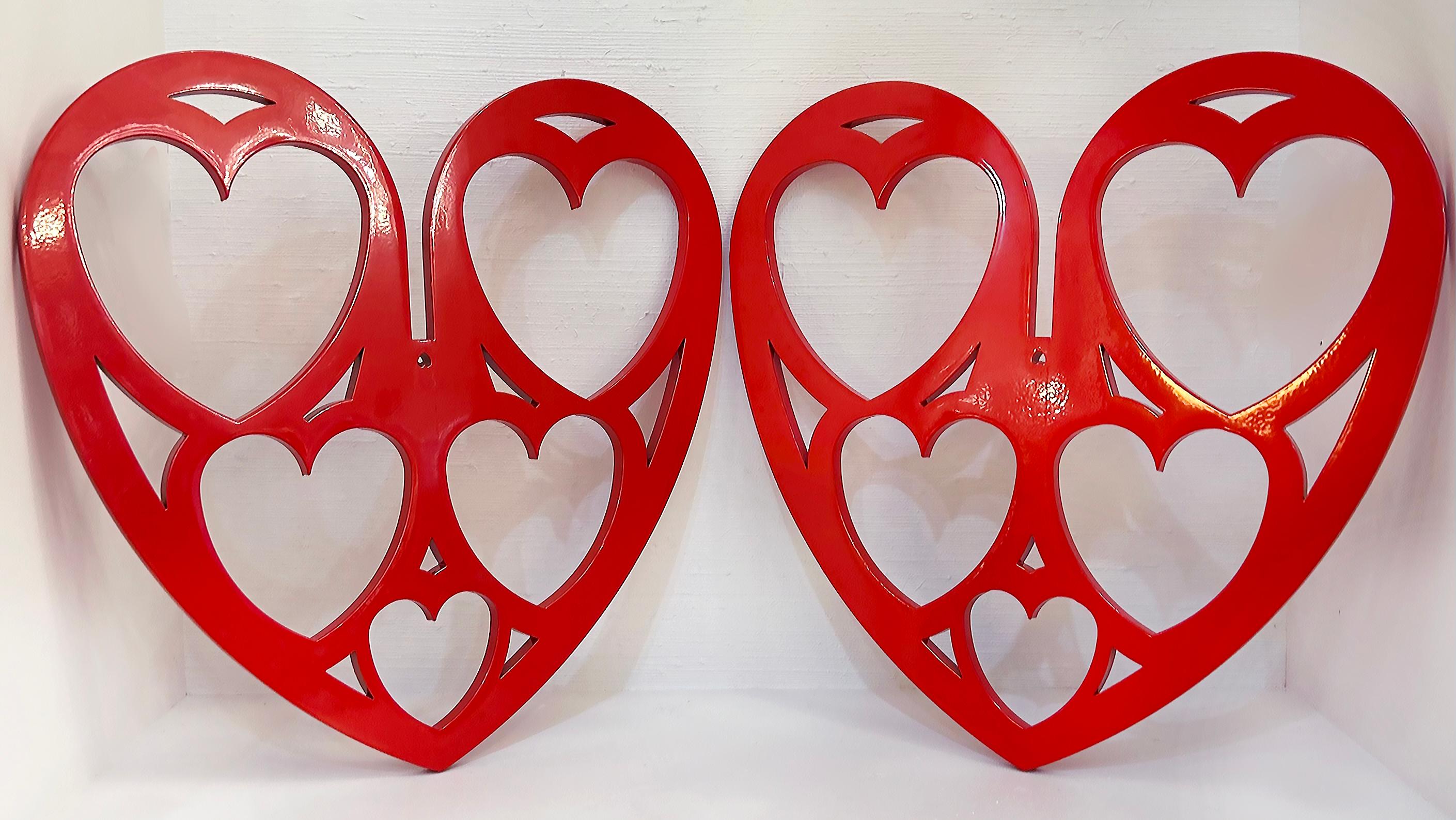 Interlocking Hearts Powder-coated Aluminum Lace Sculpture by Michael Gitter 3