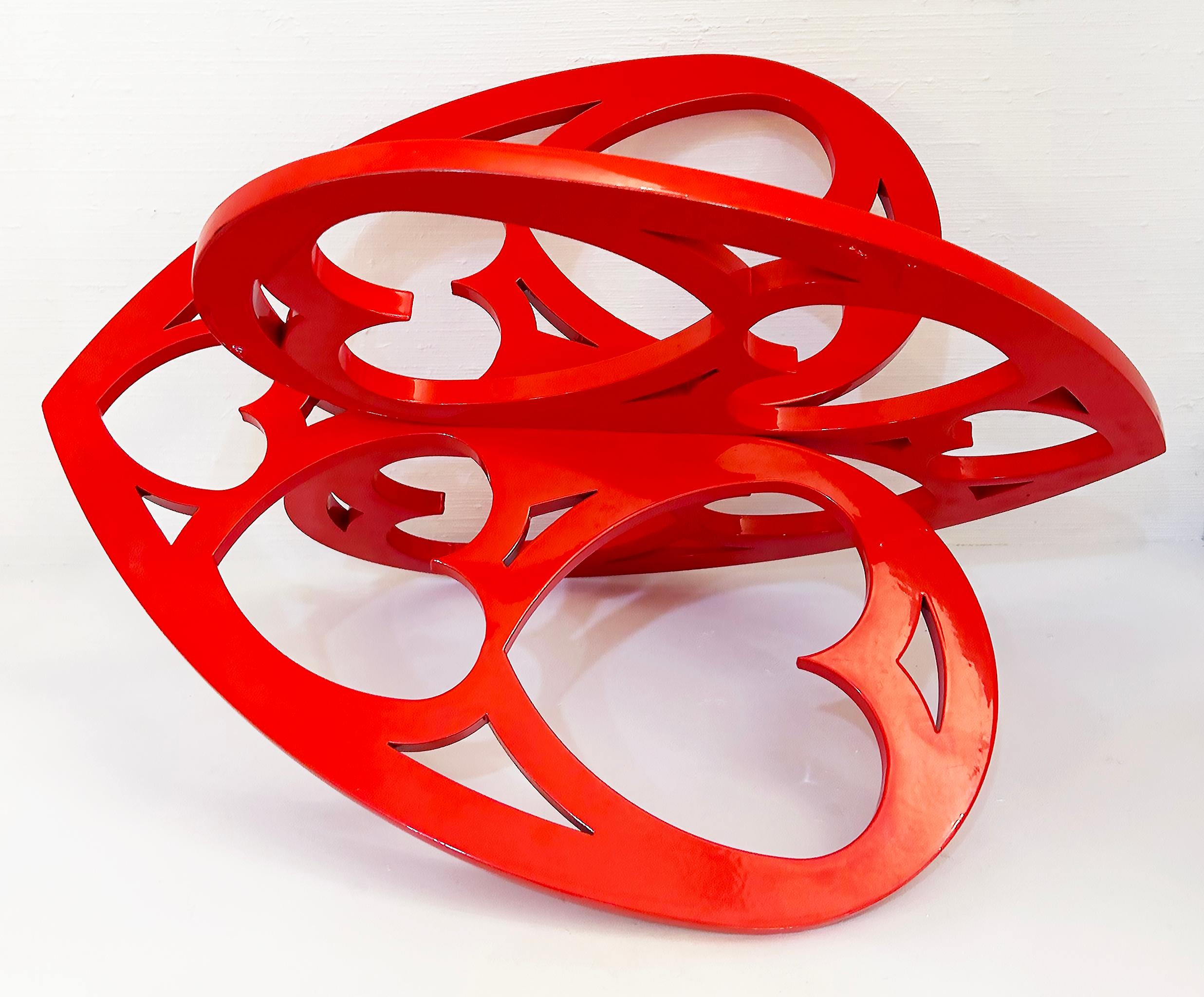 Interlocking Hearts Powder-coated Aluminum Lace Sculpture by Michael Gitter

Offered for sale is an interlocking hearts powder-coated aluminum 