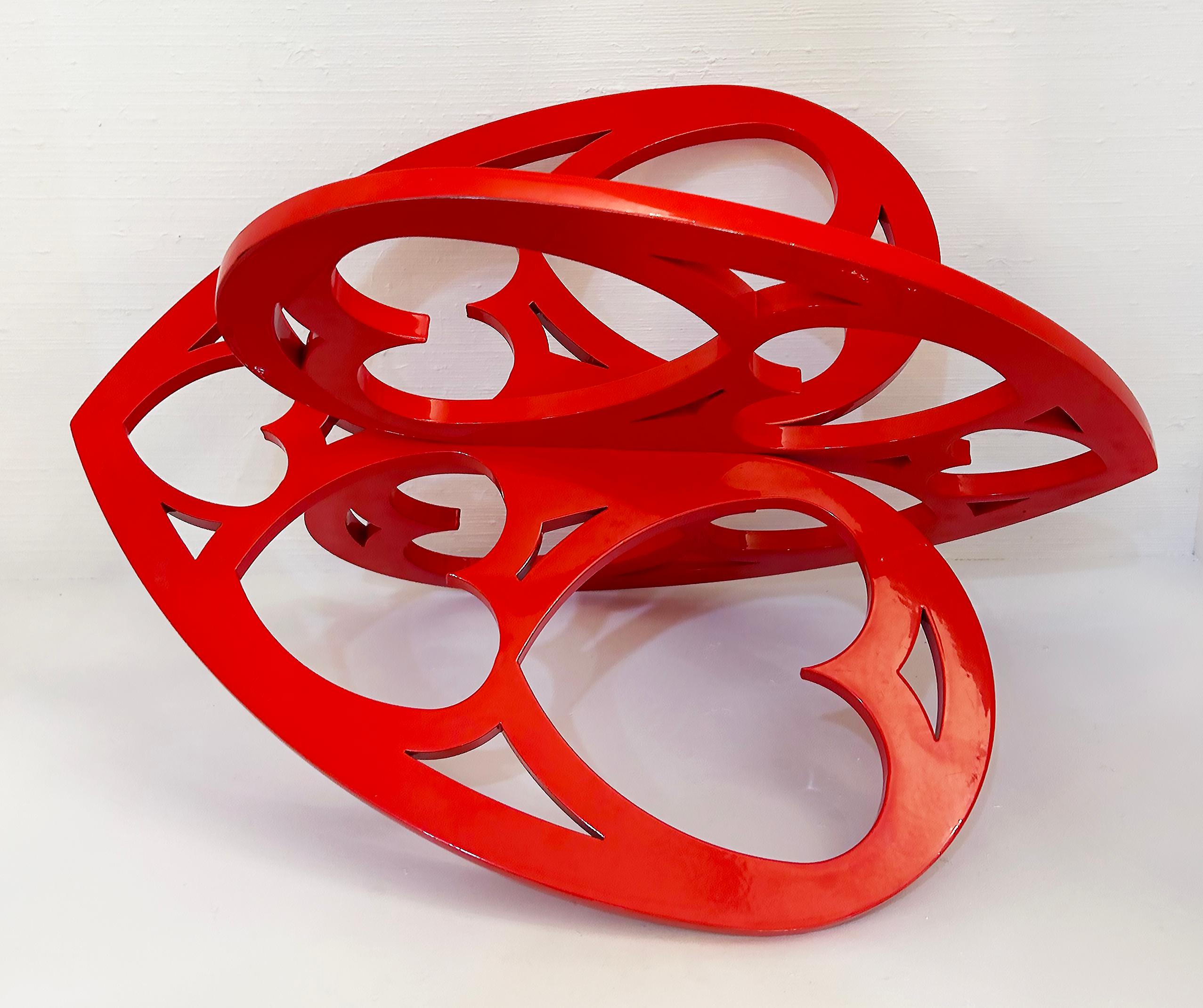 American Interlocking Hearts Powder-coated Aluminum Lace Sculpture by Michael Gitter For Sale