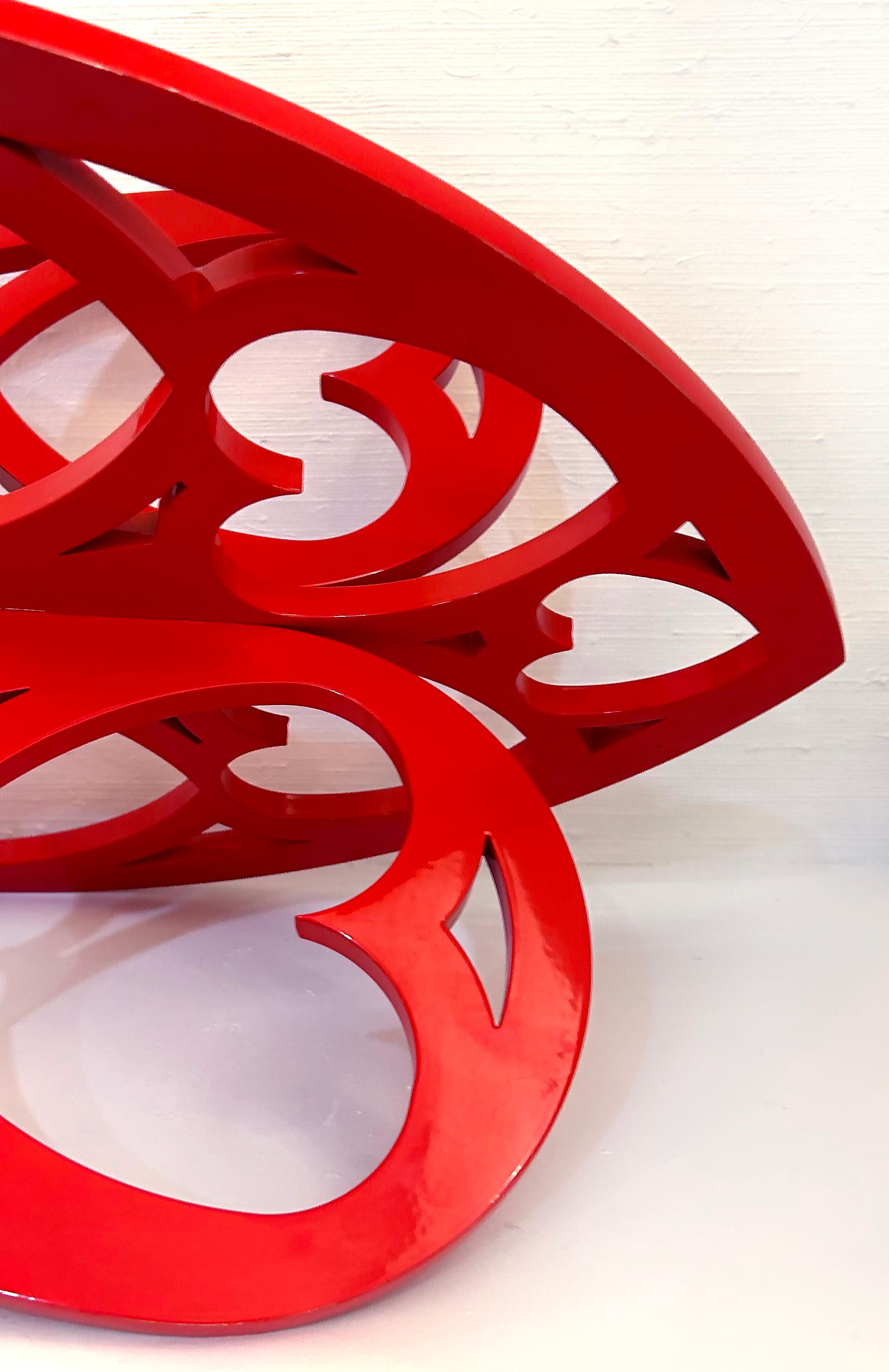 Contemporary Interlocking Hearts Powder-coated Aluminum Lace Sculpture by Michael Gitter