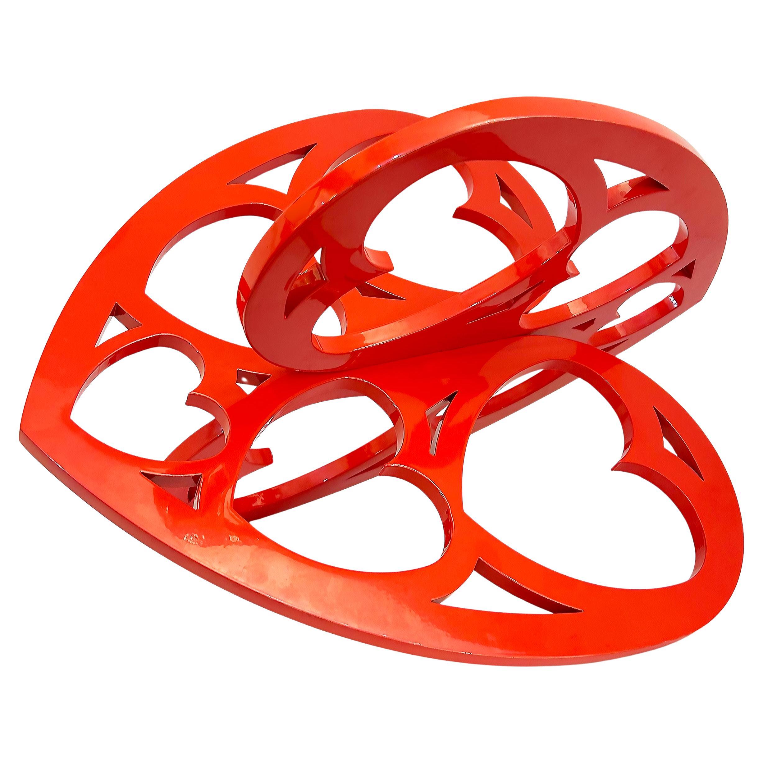 Interlocking Hearts Powder-coated Aluminum Lace Sculpture by Michael Gitter For Sale