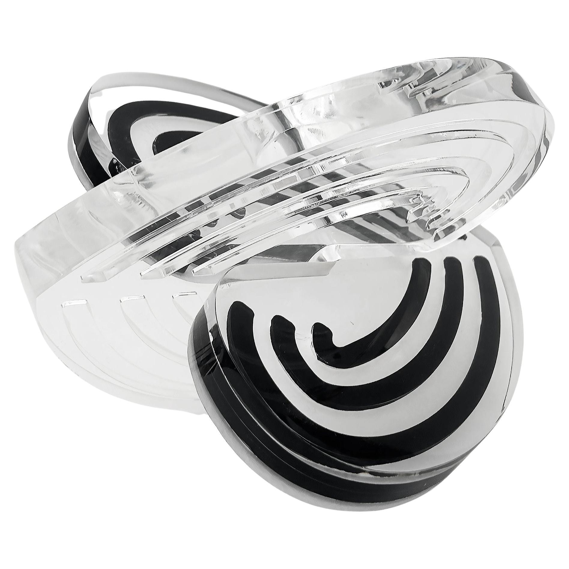 Interlocking Hearts Gestreiftes Lucite „Love-Skulptur“ des Künstlers Michael Gitter