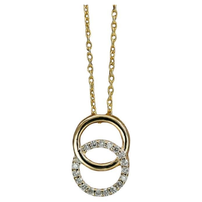 Pendentif en or massif 14k avec diamant en forme de cercle ouvert et imbriqué Cadeau de mariage minimaliste