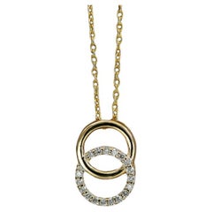 Interlocking Open Circle 14k Solid Gold Diamond Pendant Minimalist Wedding Gift
