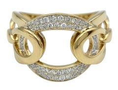 Interlocking Open Circle Motif Pavé Diamond Band Ring in 14 Karat Yellow Gold