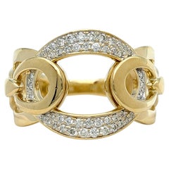 Interlocking Open Circle Motif Pavé Diamond Band Ring in 14 Karat Yellow Gold